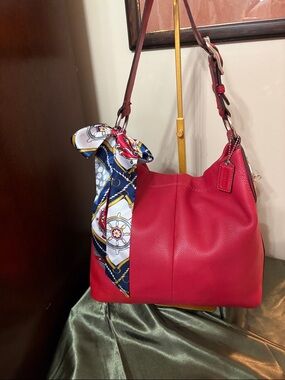 Coach Penelope Hobo Shoulder bag red pebbled leather August 2011 F16535